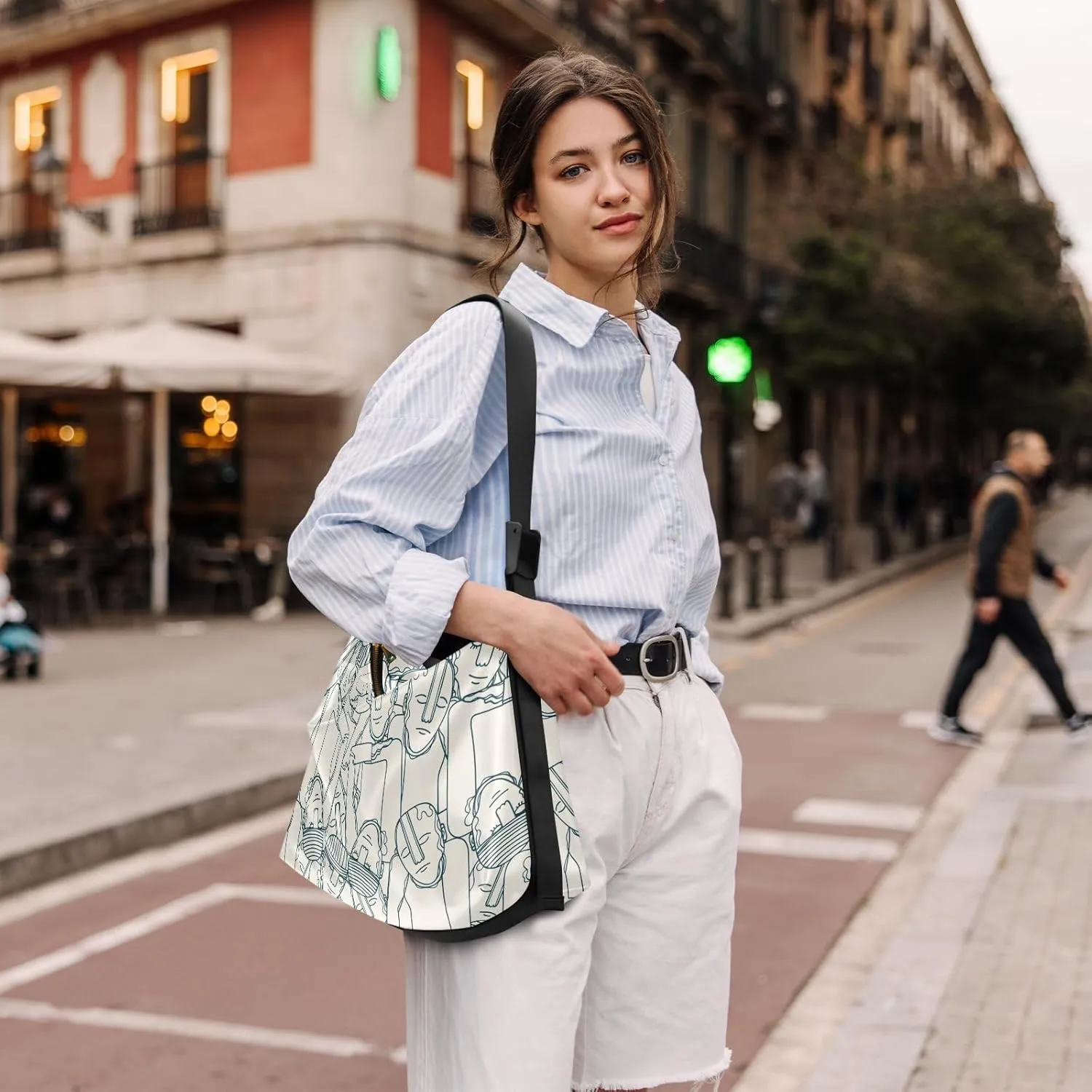 Leather Crossbody Shoulder Tote Bag for Women and Men W/Multi-pocket Casual Purse Messenger Bags Travel Work Multicolor 1