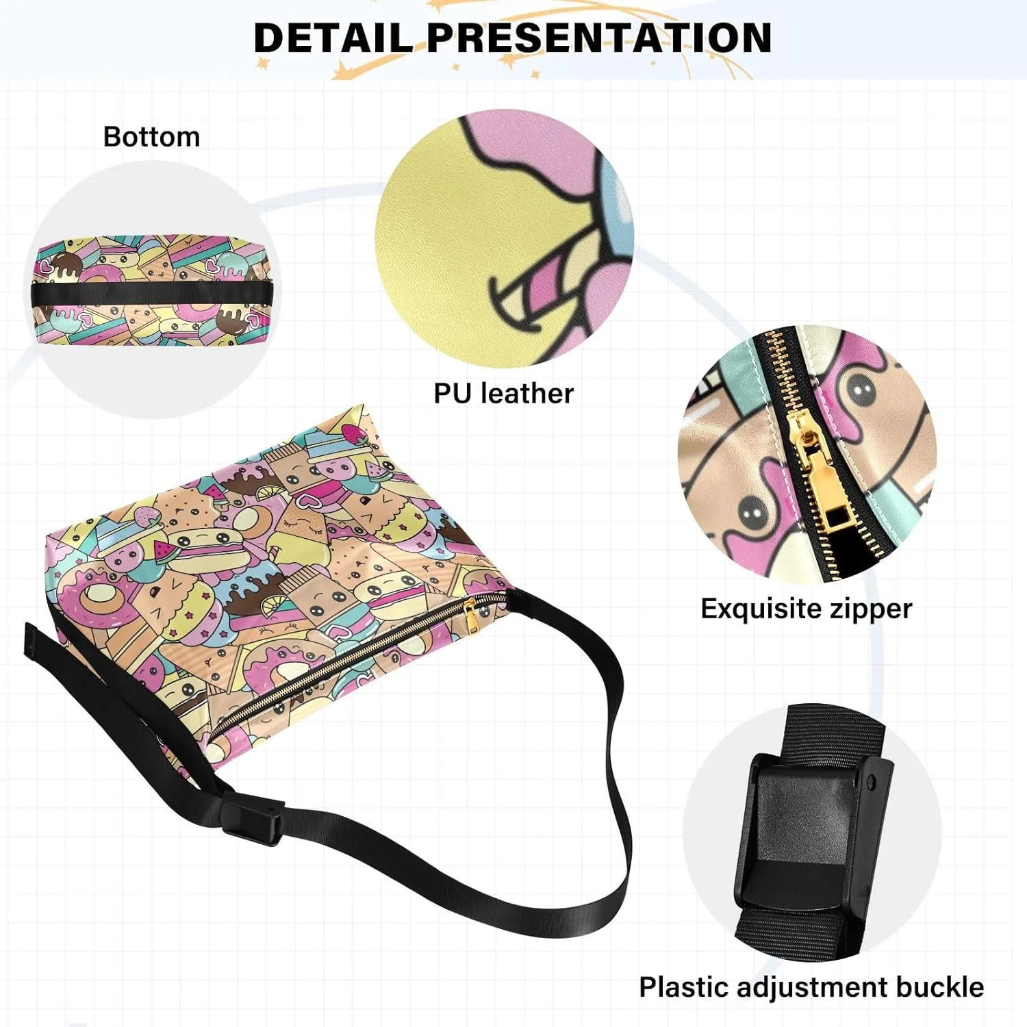 Leather Crossbody Shoulder Tote Bag for Women and Men W/Multi-pocket Casual Purse Messenger Bags Travel Work Multicolor 1