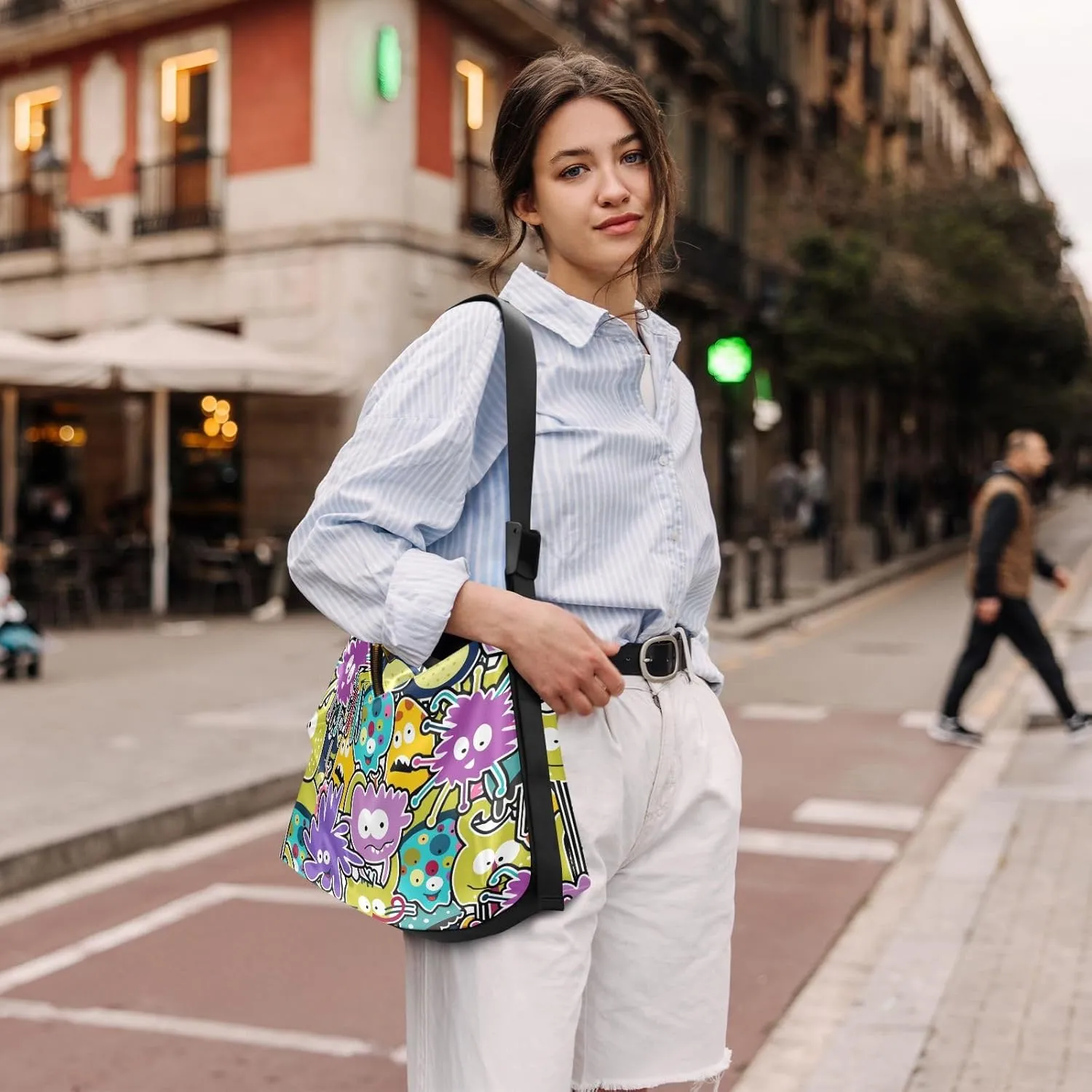 Leather Crossbody Shoulder Tote Bag for Women and Men W/Multi-pocket Casual Purse Messenger Bags Travel Work Multicolor 1