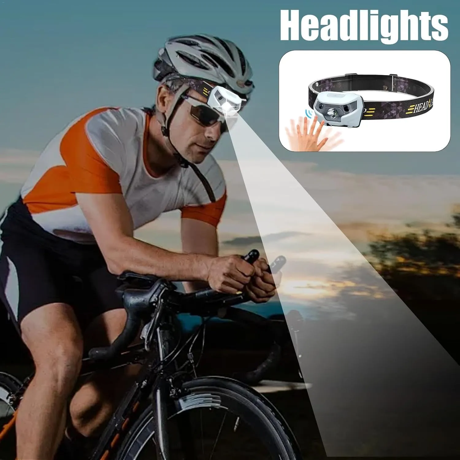 LED Sensor Headlamp - HeadLamp LED Waterproof Charging Headlight,Waterproof Charging Headlight, Bright Headlights, Portable Multifunctional Camping Accessories for Hiking