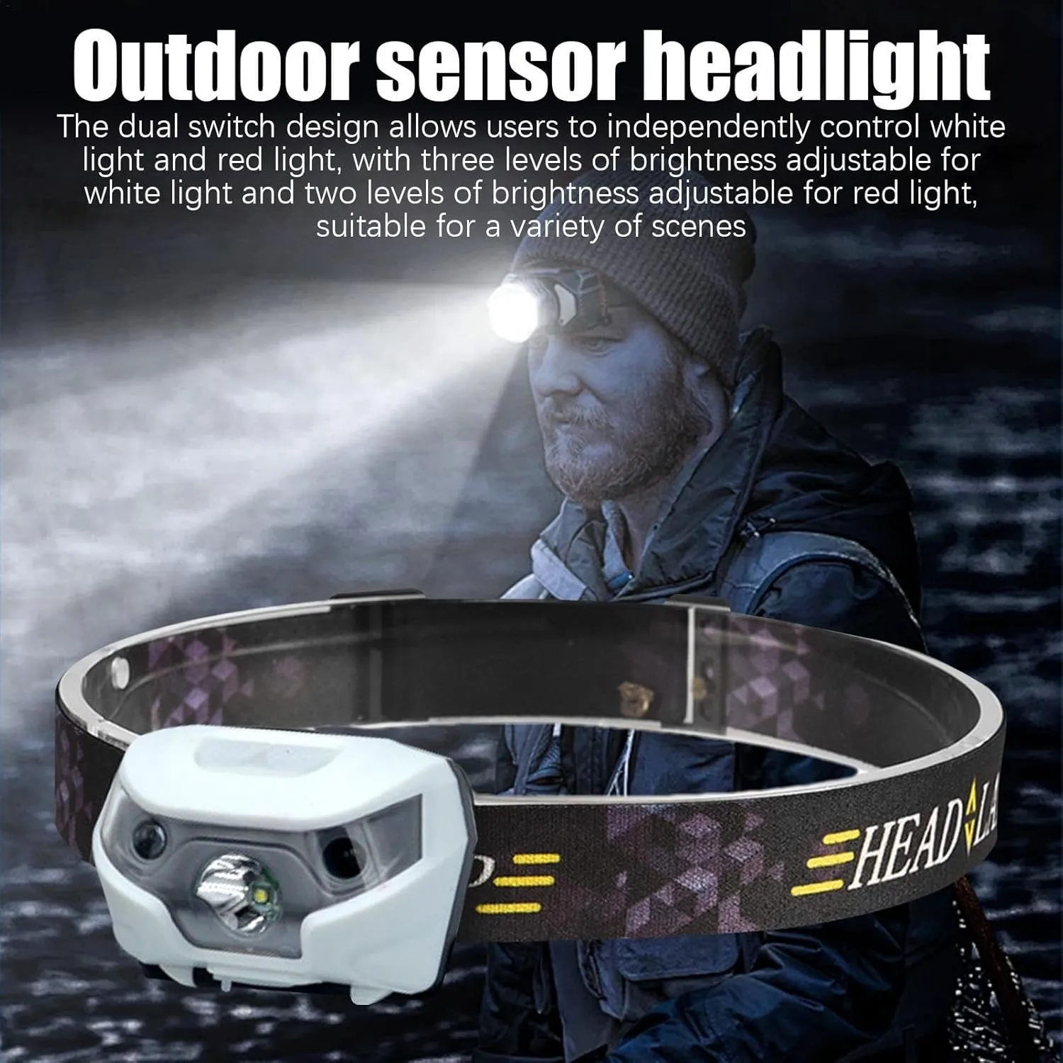 LED Sensor Headlamp - HeadLamp LED Waterproof Charging Headlight,Waterproof Charging Headlight, Bright Headlights, Portable Multifunctional Camping Accessories for Hiking