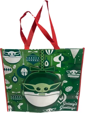 Legacy Licensing Partners Star Wars Baby Yoda Grogu The Child Christmas Themed Collectable Giant Extra Large 26" inch Reusable Tote Bag