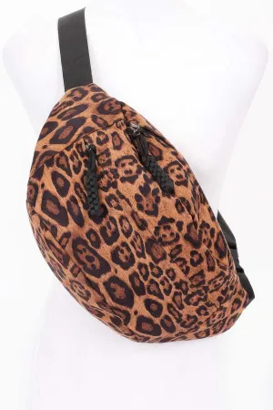 Leopard Vegan Suede Crossbody Bag