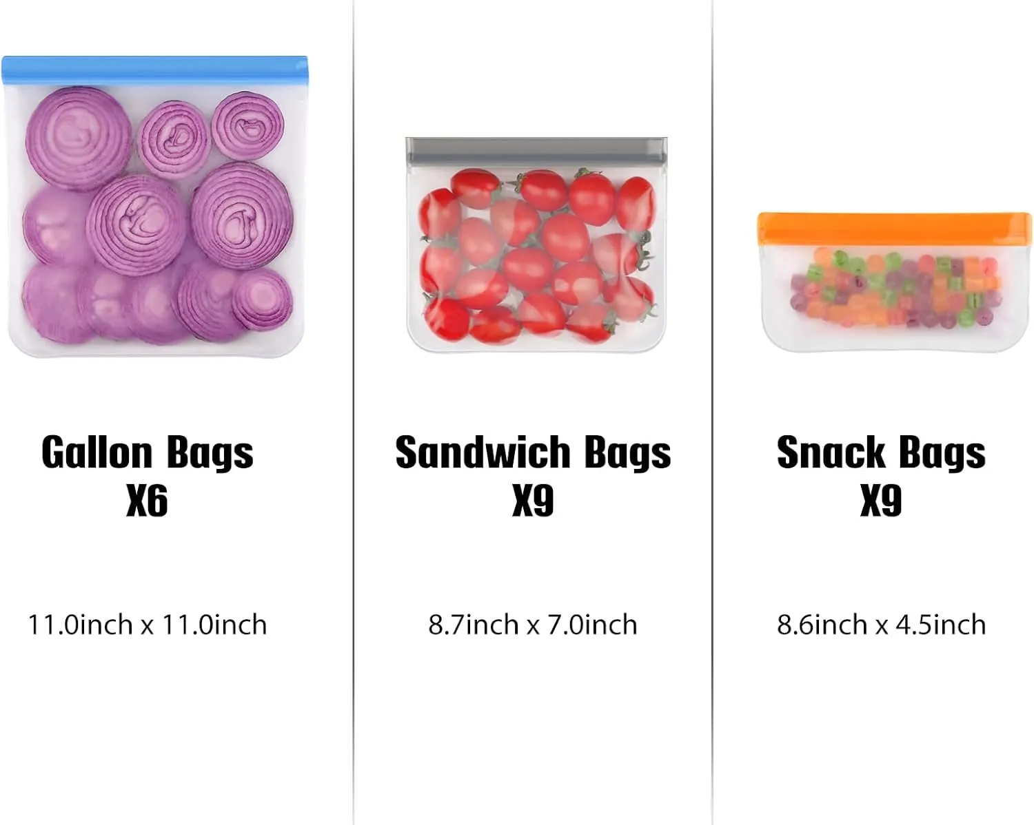 Lerine 14 Pack Reusable Gallon Freezer Bags Dishwasher Safe, BPA Free Reusable freezer Bags 1 Gallon, Extra Thick Leakproof Food Storage Bags for Meal Prep, Fridge Kitchen Organization