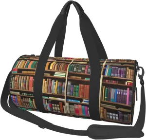 library bookshelf Printed Sports Gym Bag for Men Women Foldable Duffel Bag Carry On Weekender Bag for Travel Sports