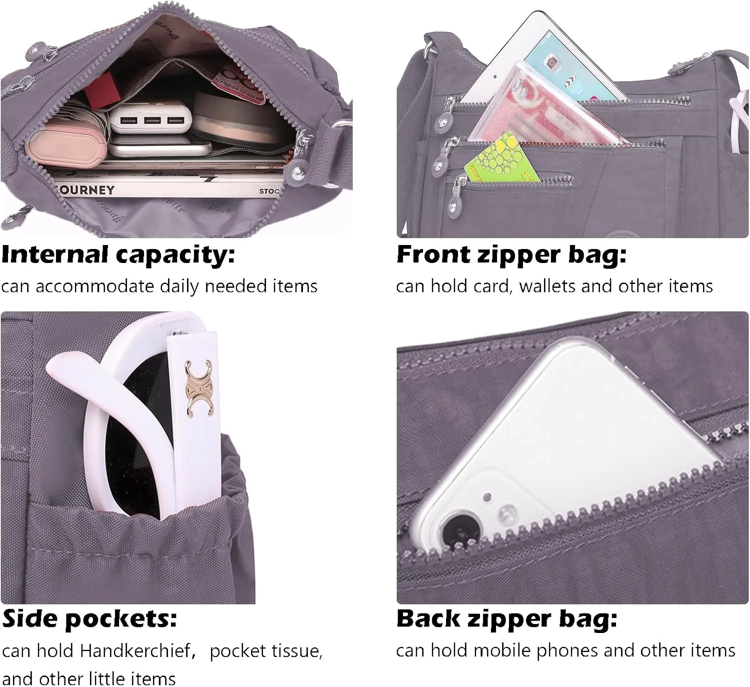 Lightweight Crossbody Bag for Women Shoulder Bag Stylish Nylon Messenger Purse Tote Bag Organizer for Travel