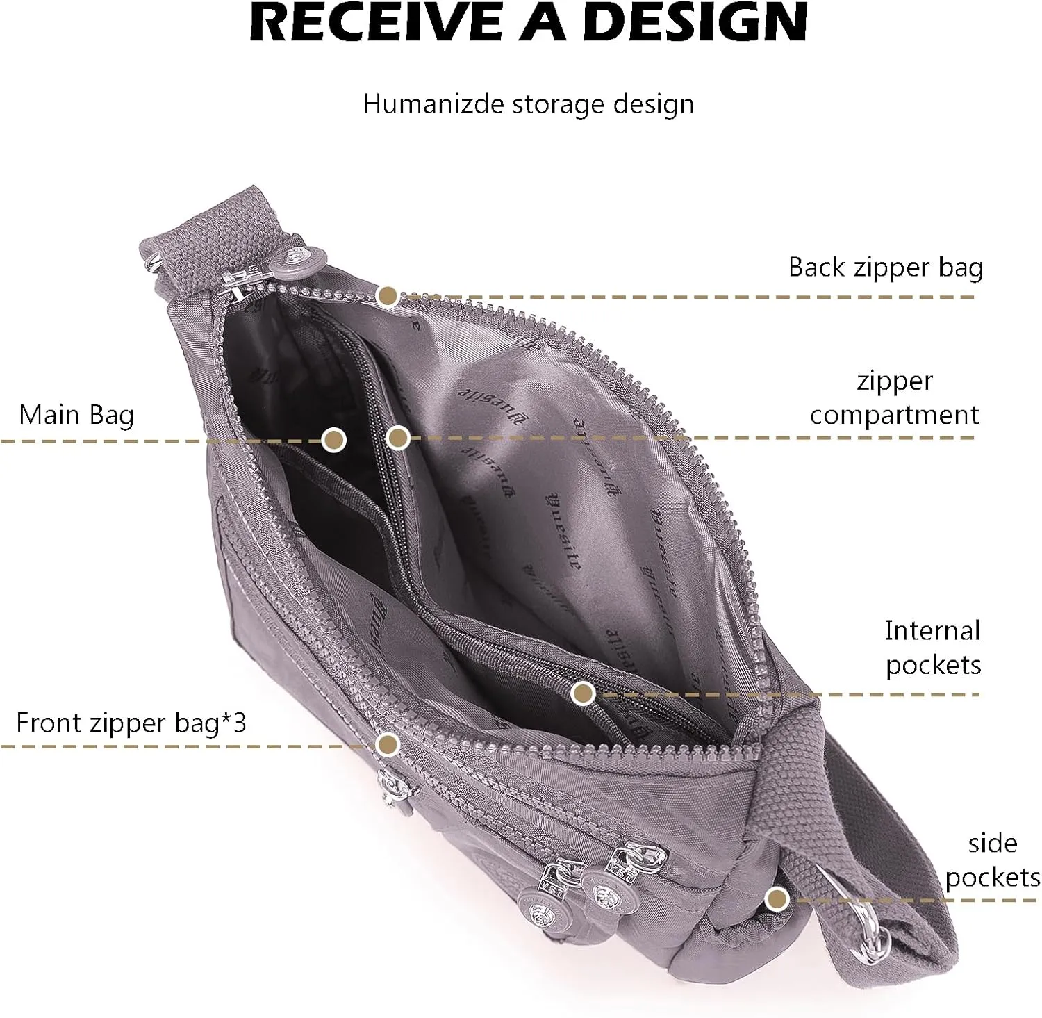 Lightweight Crossbody Bag for Women Shoulder Bag Stylish Nylon Messenger Purse Tote Bag Organizer for Travel