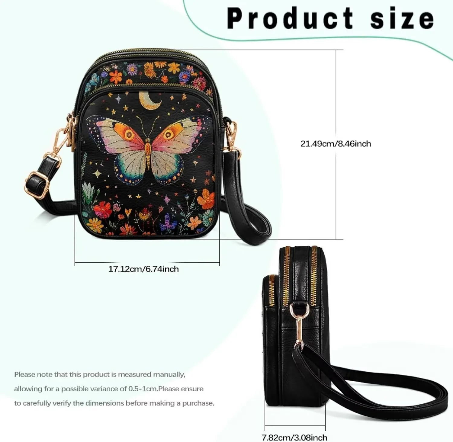 Lightweight Crossbody Bag with Adjustable Strapfor Women Ladies with Three Compartment