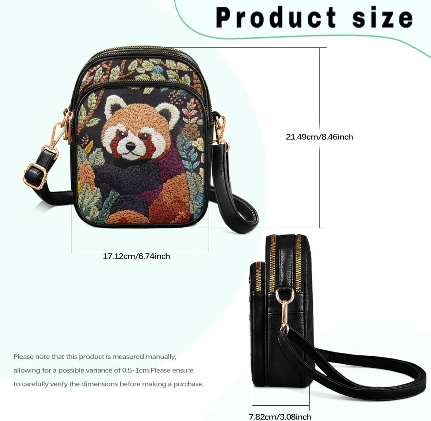 Lightweight Crossbody Bag with Adjustable Strapfor Women Ladies with Three Compartment