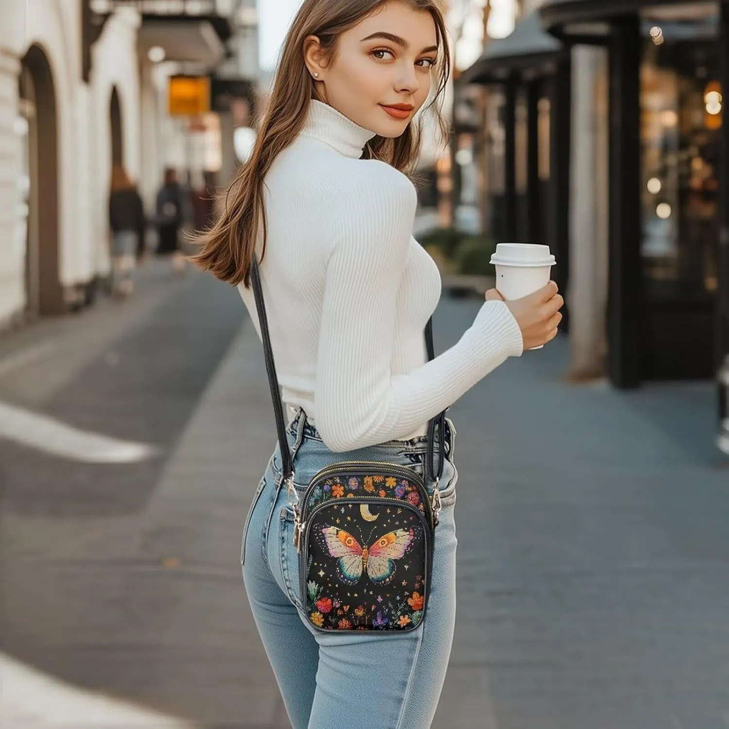 Lightweight Crossbody Bag with Adjustable Strapfor Women Ladies with Three Compartment