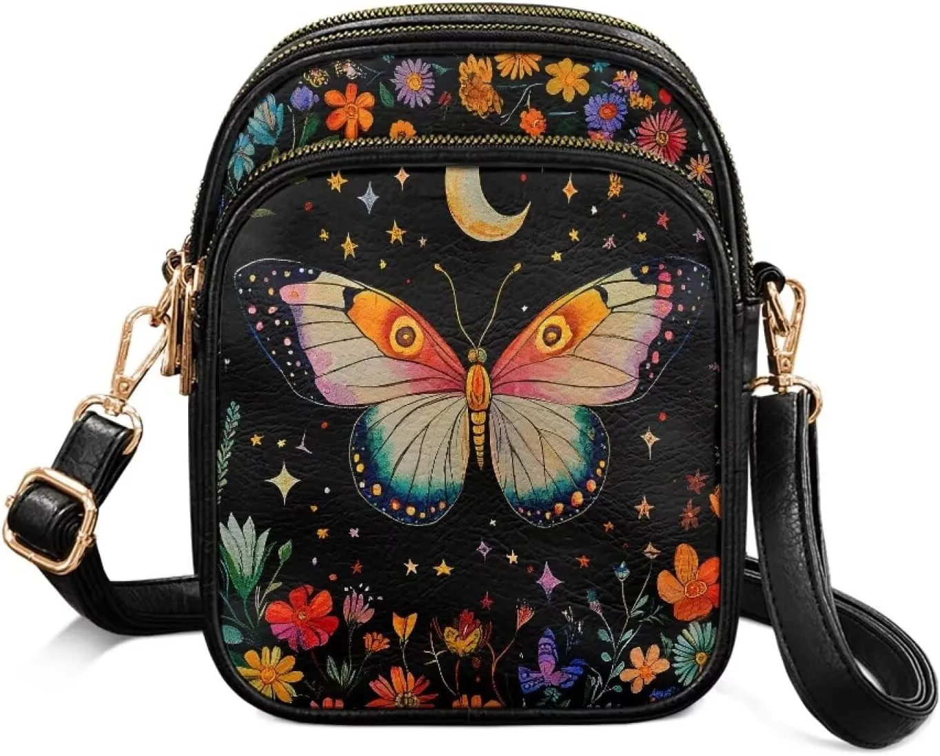 Lightweight Crossbody Bag with Adjustable Strapfor Women Ladies with Three Compartment