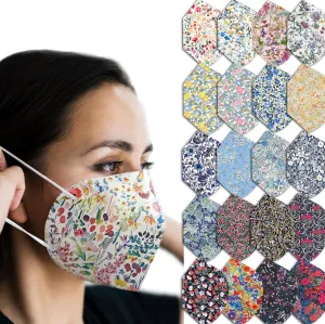 Lightweight Face Mask Cover for ear loop KN95 masks - Liberty London Floral Print Cover - Bonded single-layer fabric - no extra loops!