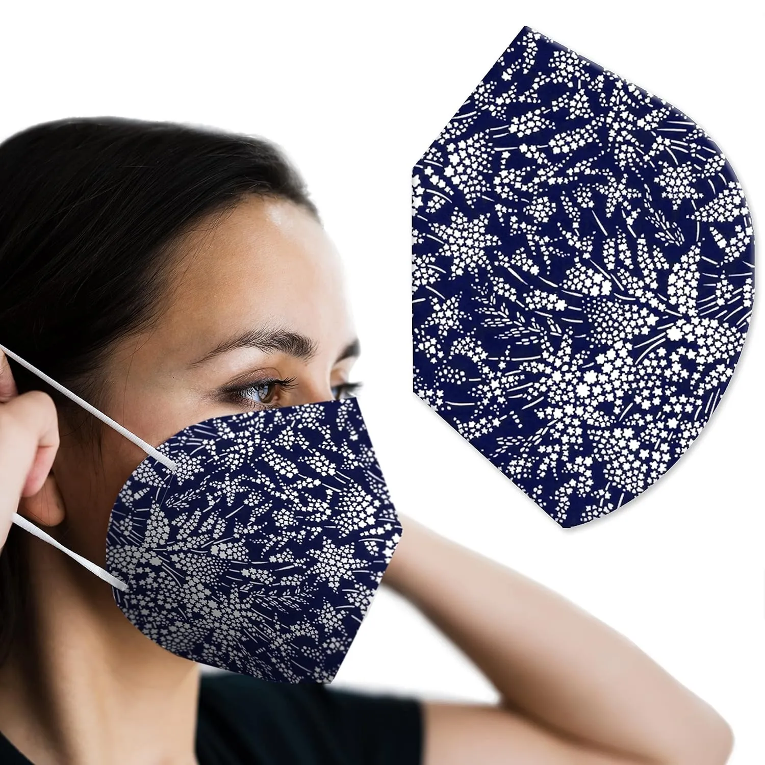 Lightweight Face Mask Cover for ear loop KN95 masks - Liberty London Whispering Stars Cover - Single layer bonded fabric - No extra loops!