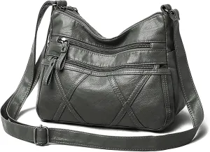 Lightweight Leather Crossbody Shoulder Bag for Women, Compact Everyday Purse