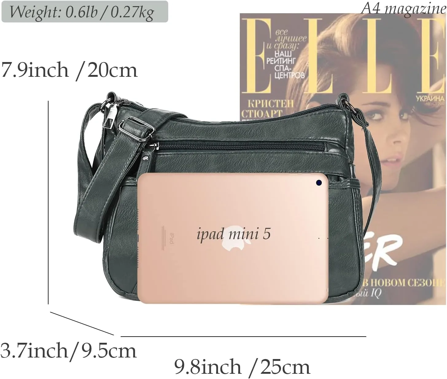 Lightweight Leather Crossbody Shoulder Bag for Women, Compact Everyday Purse