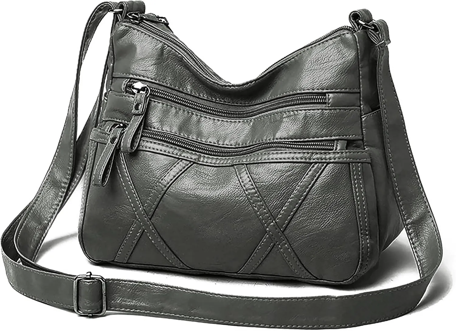 Lightweight Leather Crossbody Shoulder Bag for Women, Compact Everyday Purse