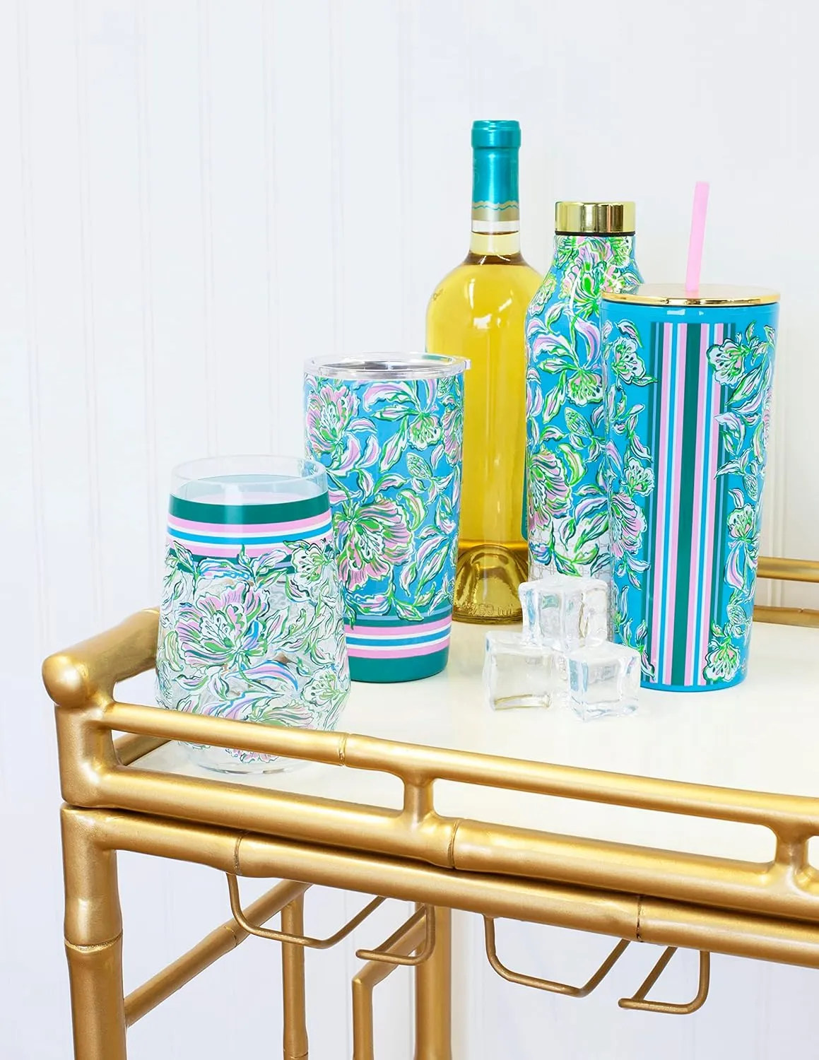 Lilly Pulitzer Double Wall Tumbler with Lid and Reusable Straw, Insulated Travel Cup Holds 24 Ounces, Chick Magnet