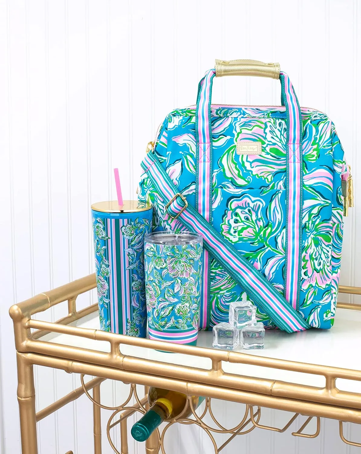 Lilly Pulitzer Double Wall Tumbler with Lid and Reusable Straw, Insulated Travel Cup Holds 24 Ounces, Chick Magnet