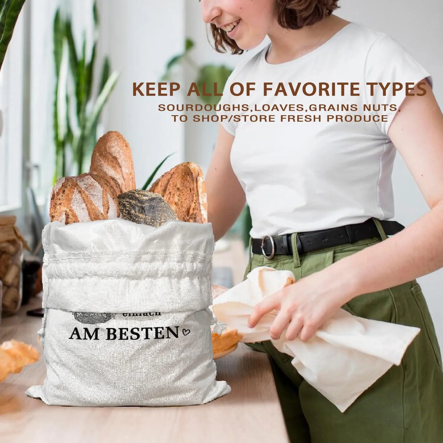 Linen Reusable Bread Bag for Homemade Sourdough Bread - 15.511.8, Perfect Baking & Birthday Gifts for Mom & Grandma