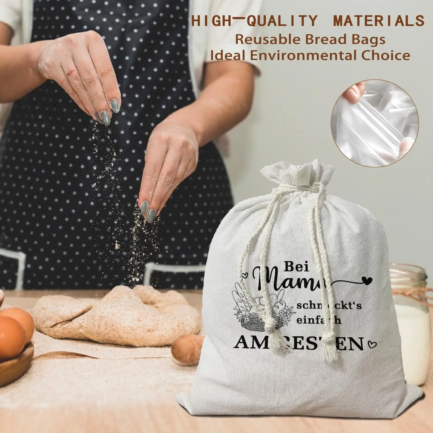 Linen Reusable Bread Bag for Homemade Sourdough Bread - 15.511.8, Perfect Baking & Birthday Gifts for Mom & Grandma