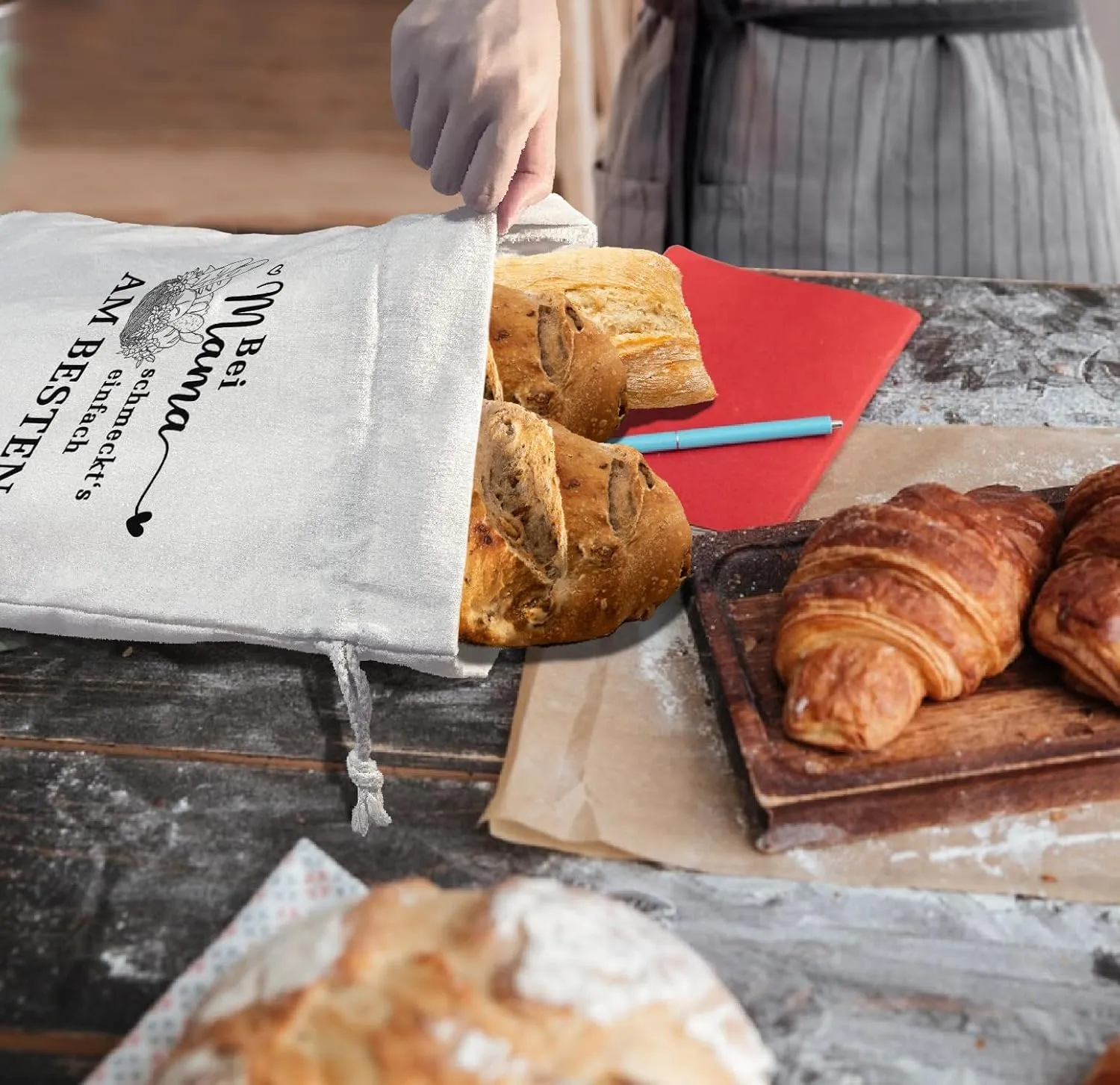 Linen Reusable Bread Bag for Homemade Sourdough Bread - 15.511.8, Perfect Baking & Birthday Gifts for Mom & Grandma