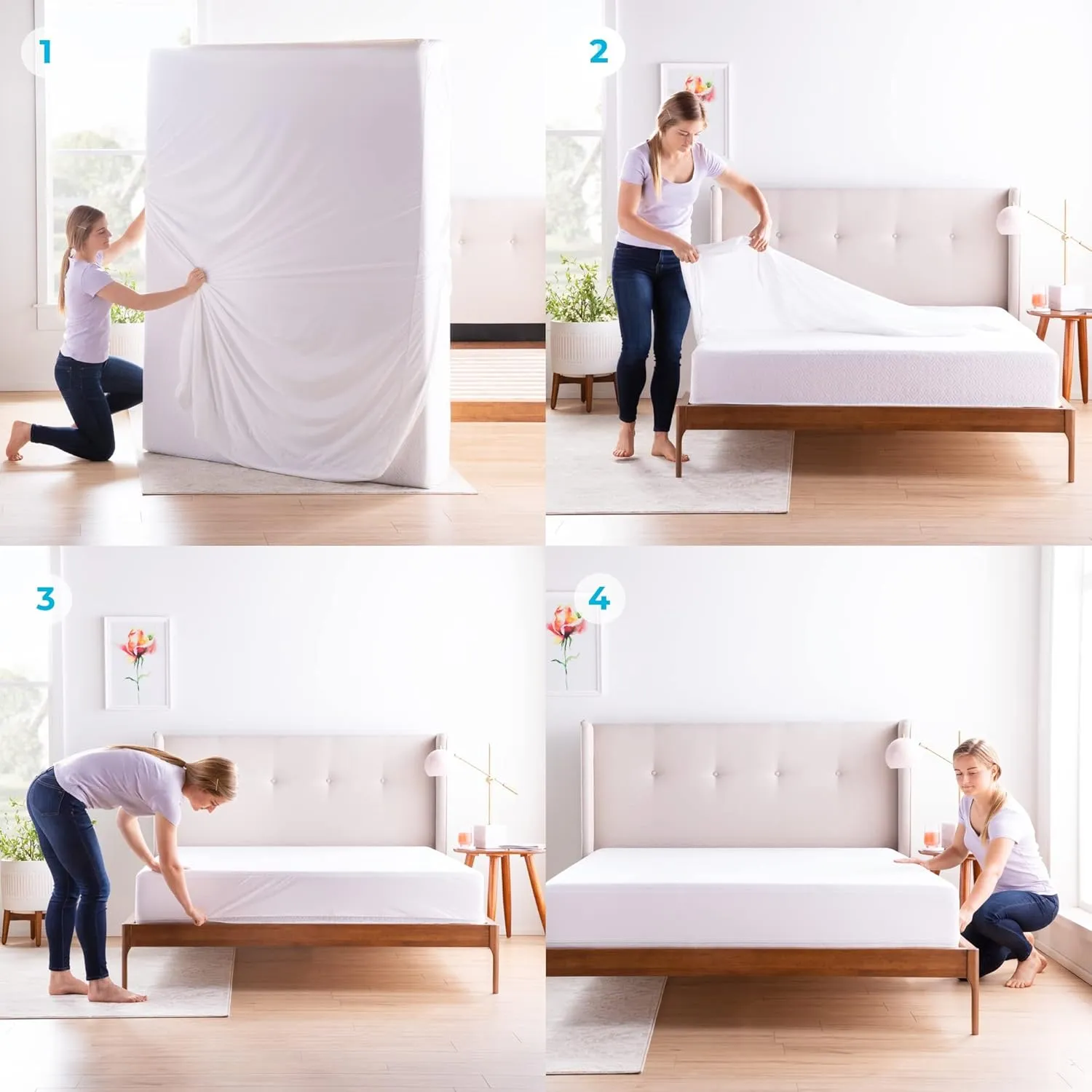 Linenspa Zippered Waterproof Mattress Encasement, Twin, Twin, White
