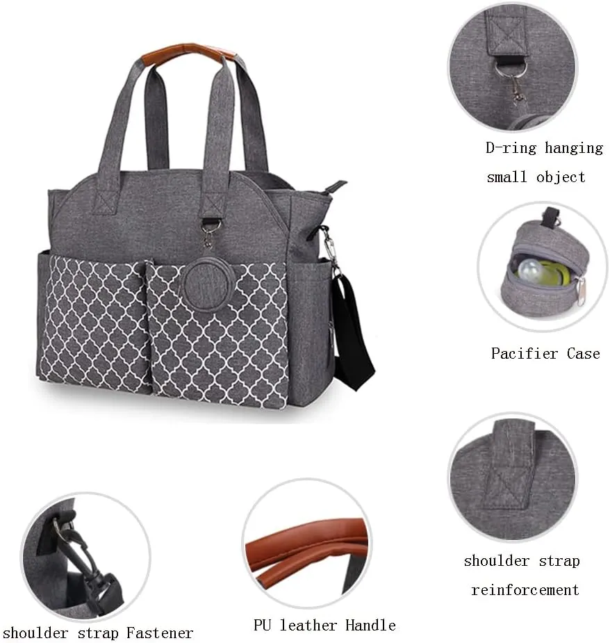 Lmbabter Diaper Bag Tote with Changing Station Upgrade Multi-Function Baby Bag with Adjustable Shoulder Strap