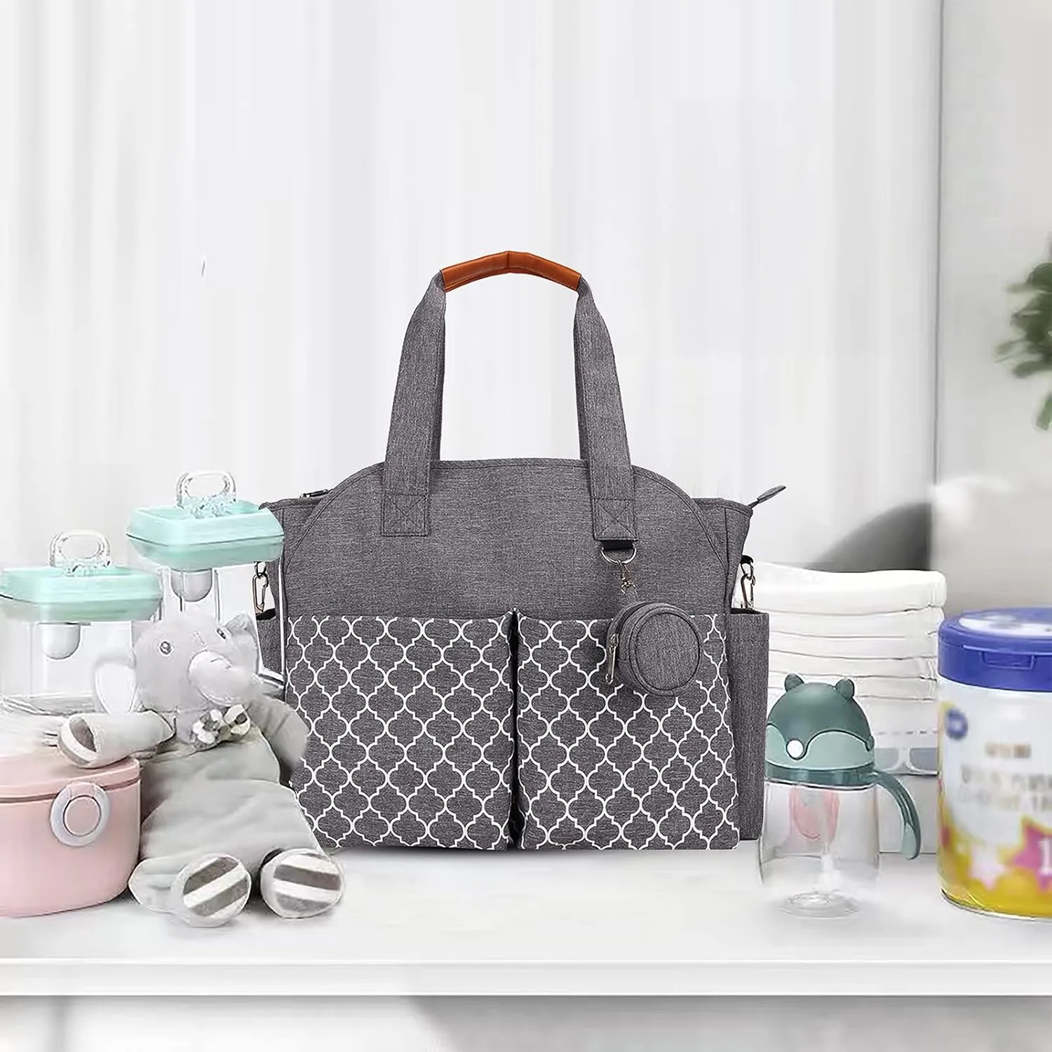 Lmbabter Diaper Bag Tote with Changing Station Upgrade Multi-Function Baby Bag with Adjustable Shoulder Strap