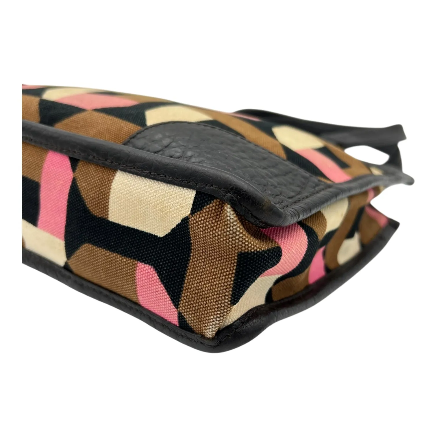Logo Multi-colour Top Handle Bag in Canvas, Gold hardware