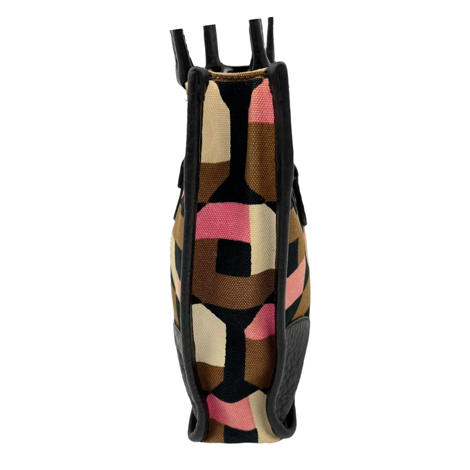 Logo Multi-colour Top Handle Bag in Canvas, Gold hardware