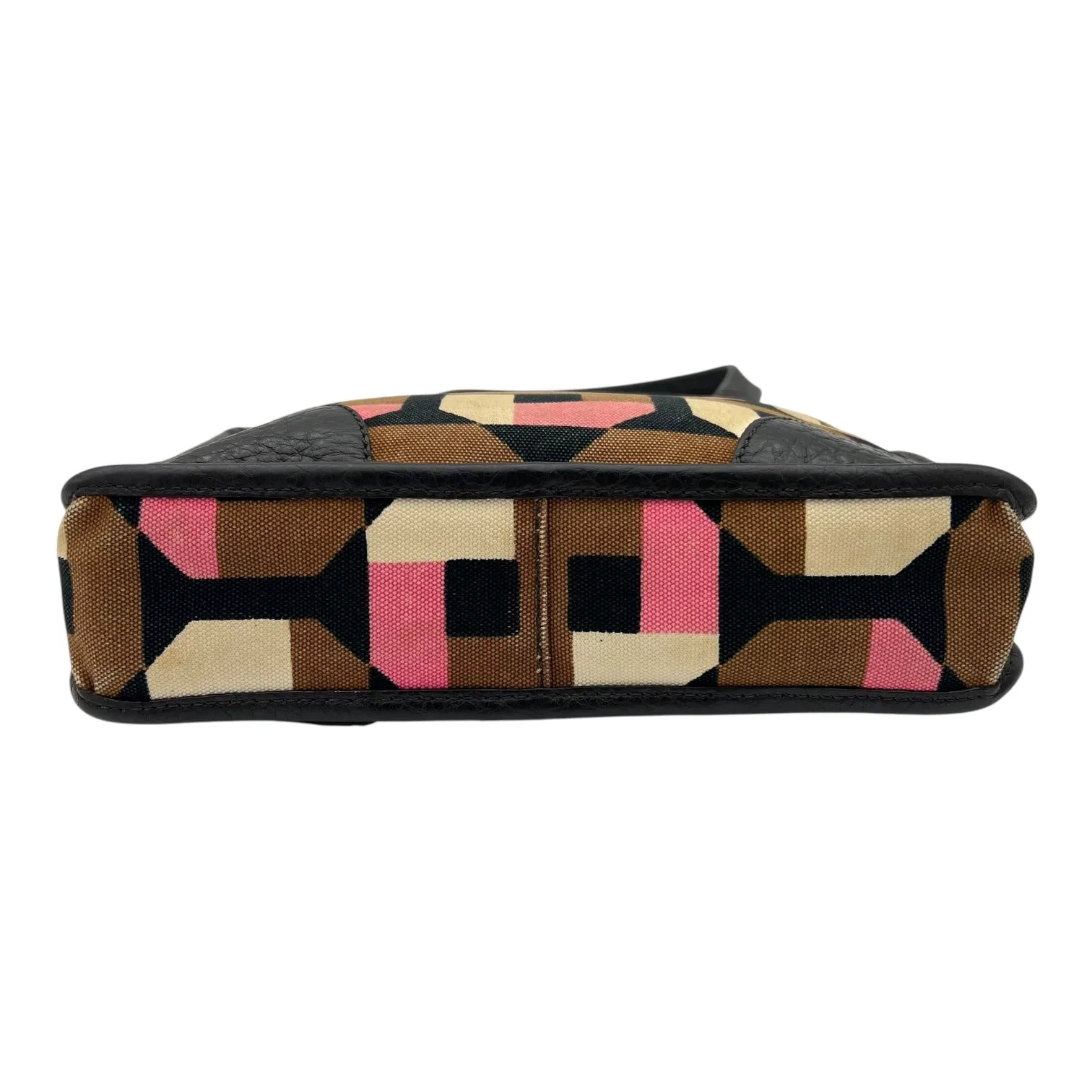 Logo Multi-colour Top Handle Bag in Canvas, Gold hardware