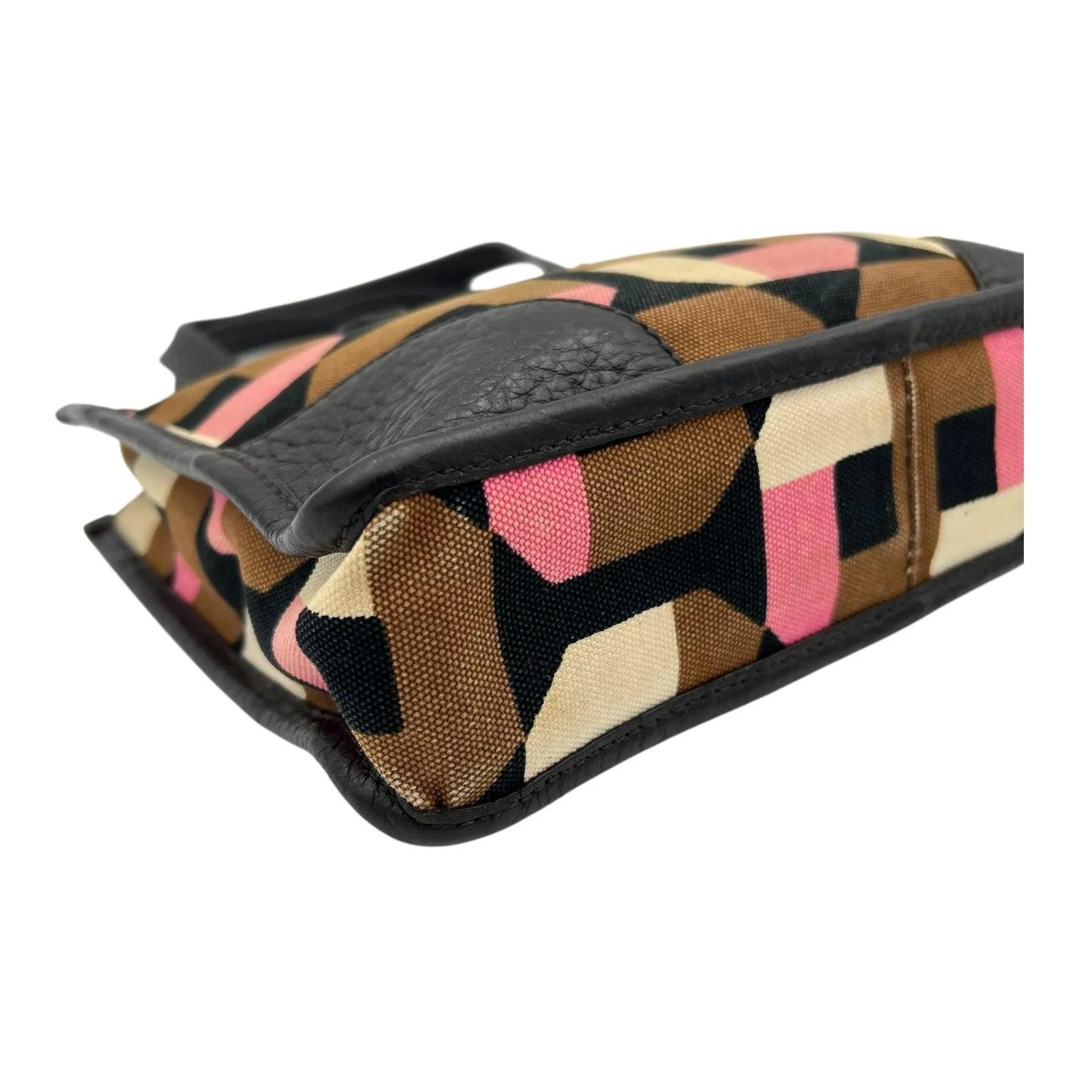 Logo Multi-colour Top Handle Bag in Canvas, Gold hardware