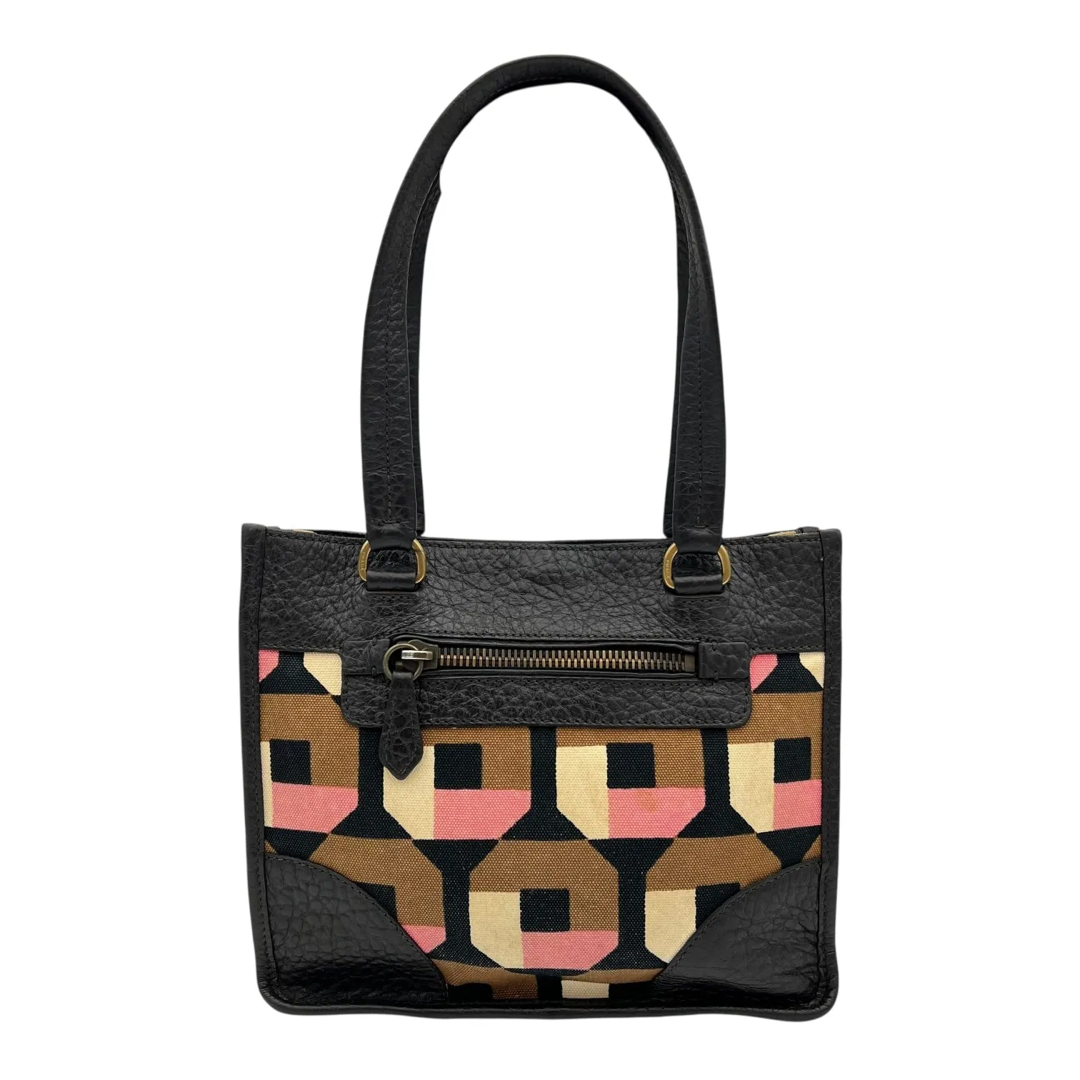 Logo Multi-colour Top Handle Bag in Canvas, Gold hardware