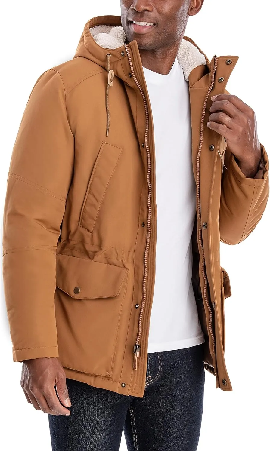 LONDON FOG Men's Faux Sherpa Lined Parka