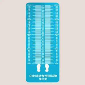 Long Jump Mat Blue Standing Long Jump Exercise Mats with Emoji, PVC Shock Absorbing Jump Rope Pad, Indoor Multi Functional Measure Board for School/Gym(Color:Light Blue)