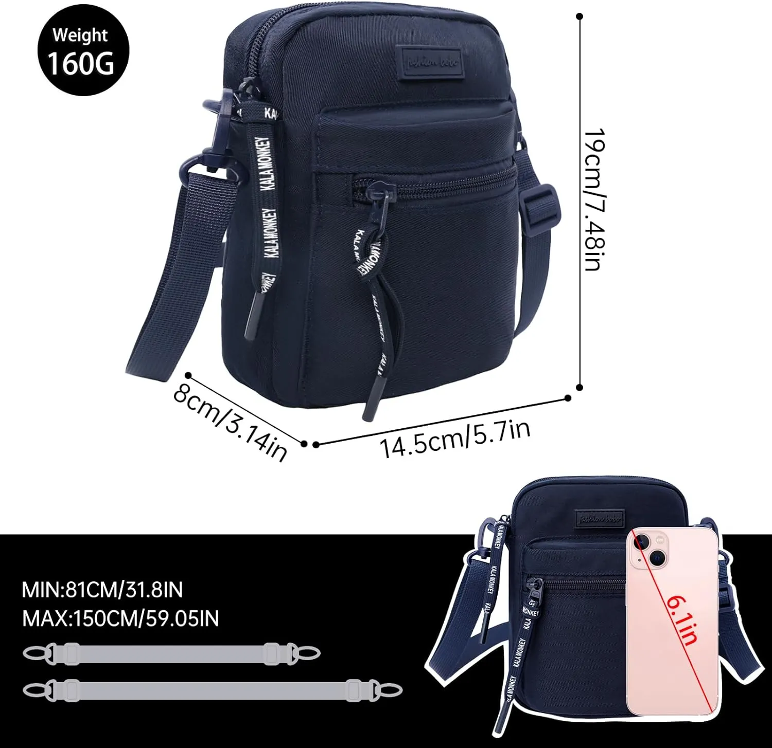 Long Keeper Crossbody Phone Bag - Women Men Travel Sling Bag Water Resistant Running Sport Cross Body Pouch Belt Waist Bag
