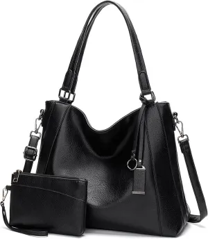 Long Keeper Vegan Leather Tote Handbags Women Large Capacity Hobo Shoulder Bag Crossbody Satchel Bags with Small Purse