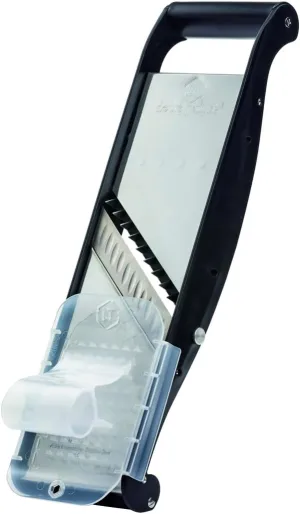 LOUIS TELLIER - Compact Pro Stainless Steel Mandoline - Multifunctional Fruit and Vegetable Slicer - 2 Julienne Blades (0.16 in & 0.4 in) - Adjustable Thickness