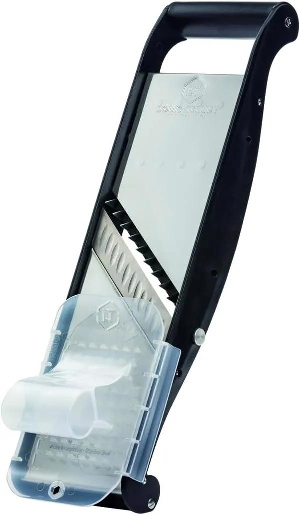 LOUIS TELLIER - Compact Pro Stainless Steel Mandoline - Multifunctional Fruit and Vegetable Slicer - 2 Julienne Blades (0.16 in & 0.4 in) - Adjustable Thickness