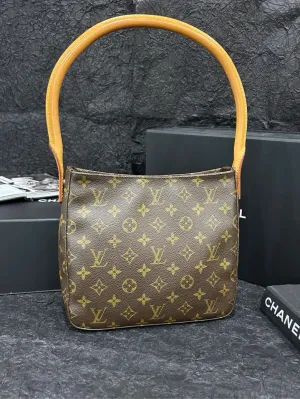 LOUIS VUITTON Monogram Looping Shoulder Bag Brown Leather Type