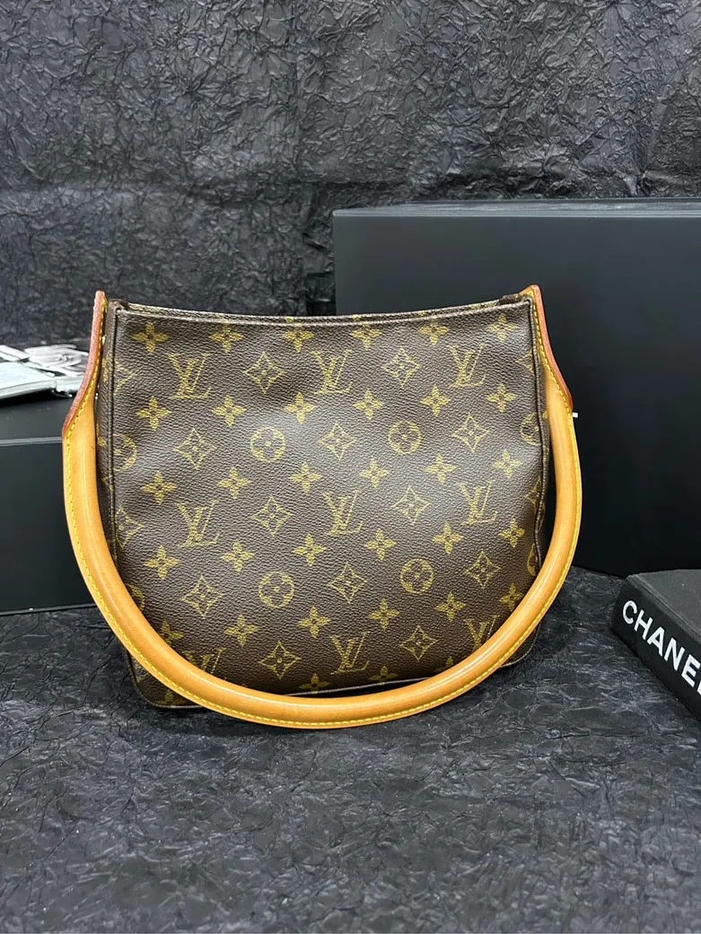 LOUIS VUITTON Monogram Looping Shoulder Bag Brown Leather Type