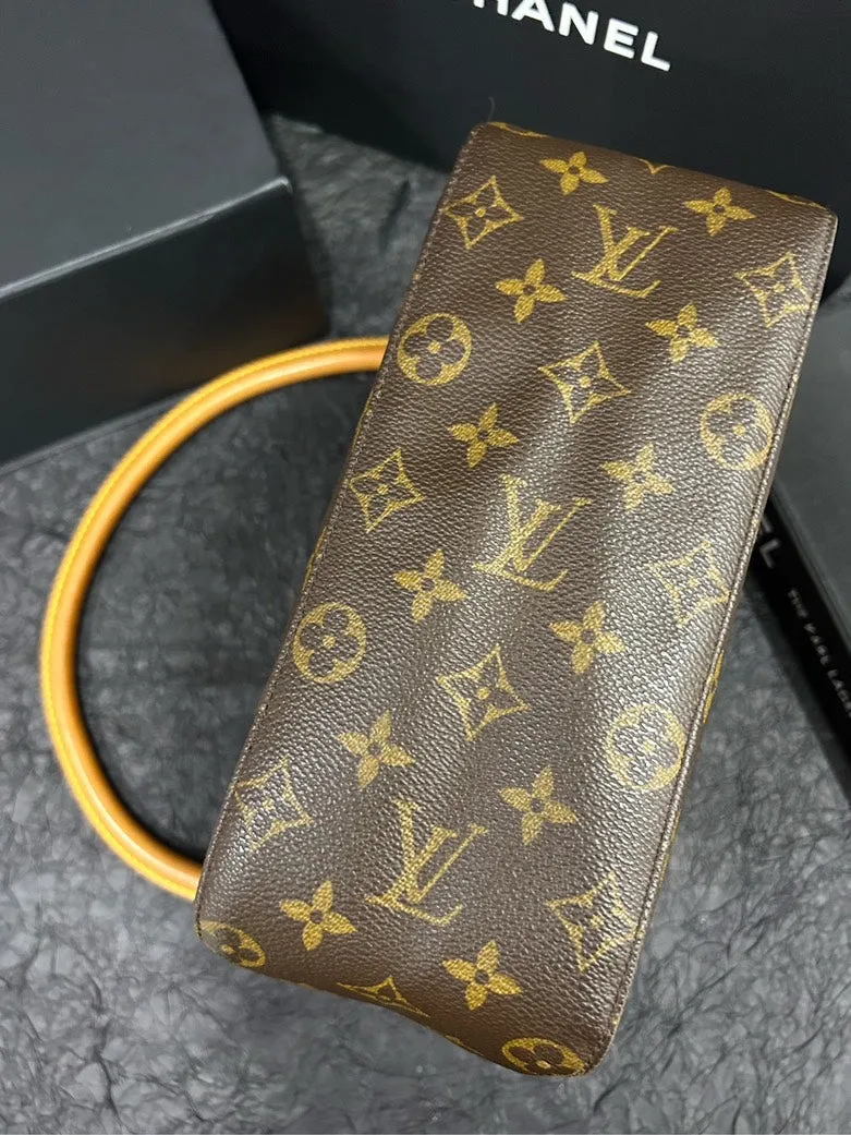 LOUIS VUITTON Monogram Looping Shoulder Bag Brown Leather Type