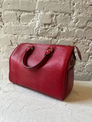 Louis Vuitton Red Speedy 25 Epi