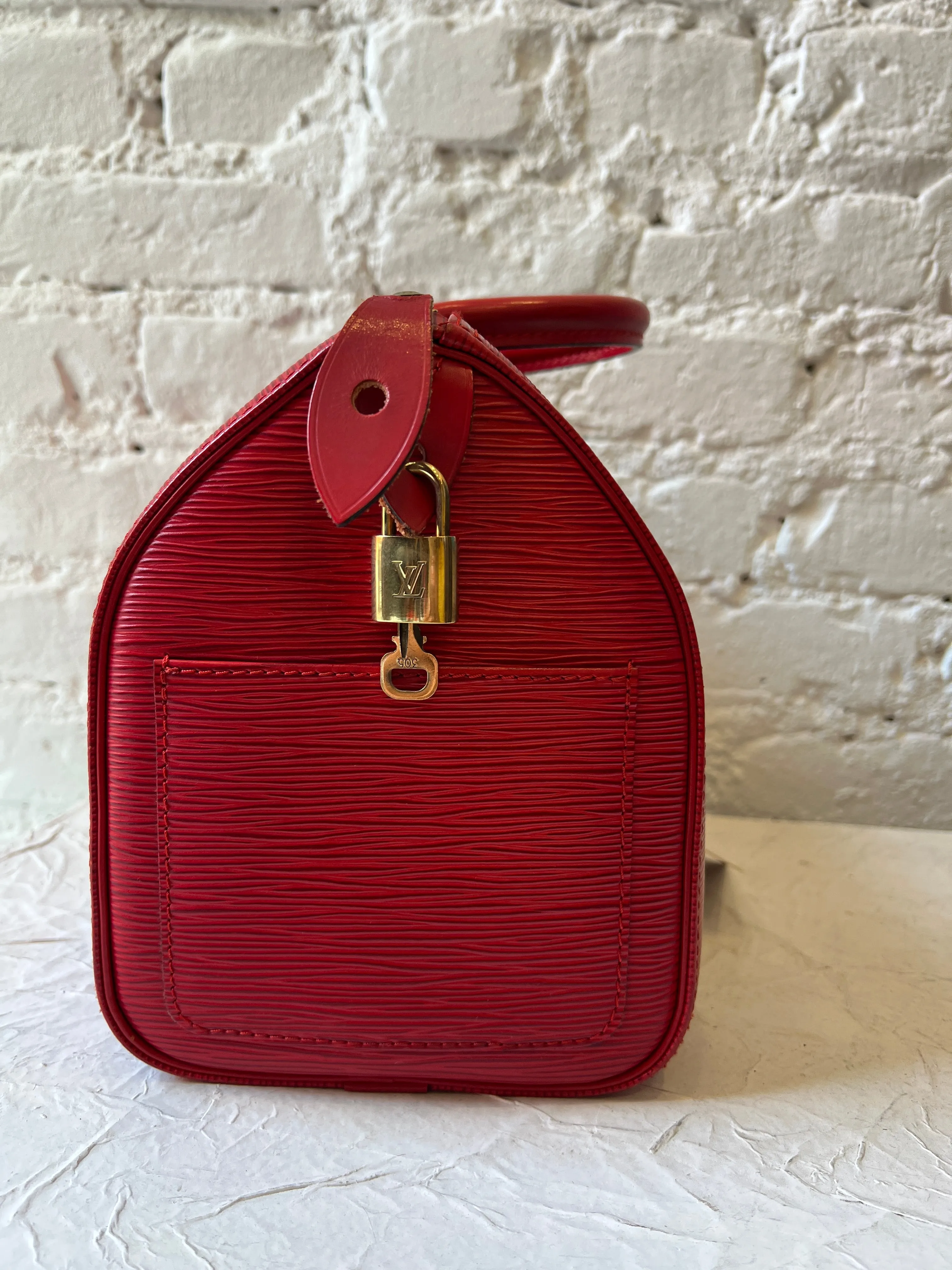 Louis Vuitton Red Speedy 25 Epi
