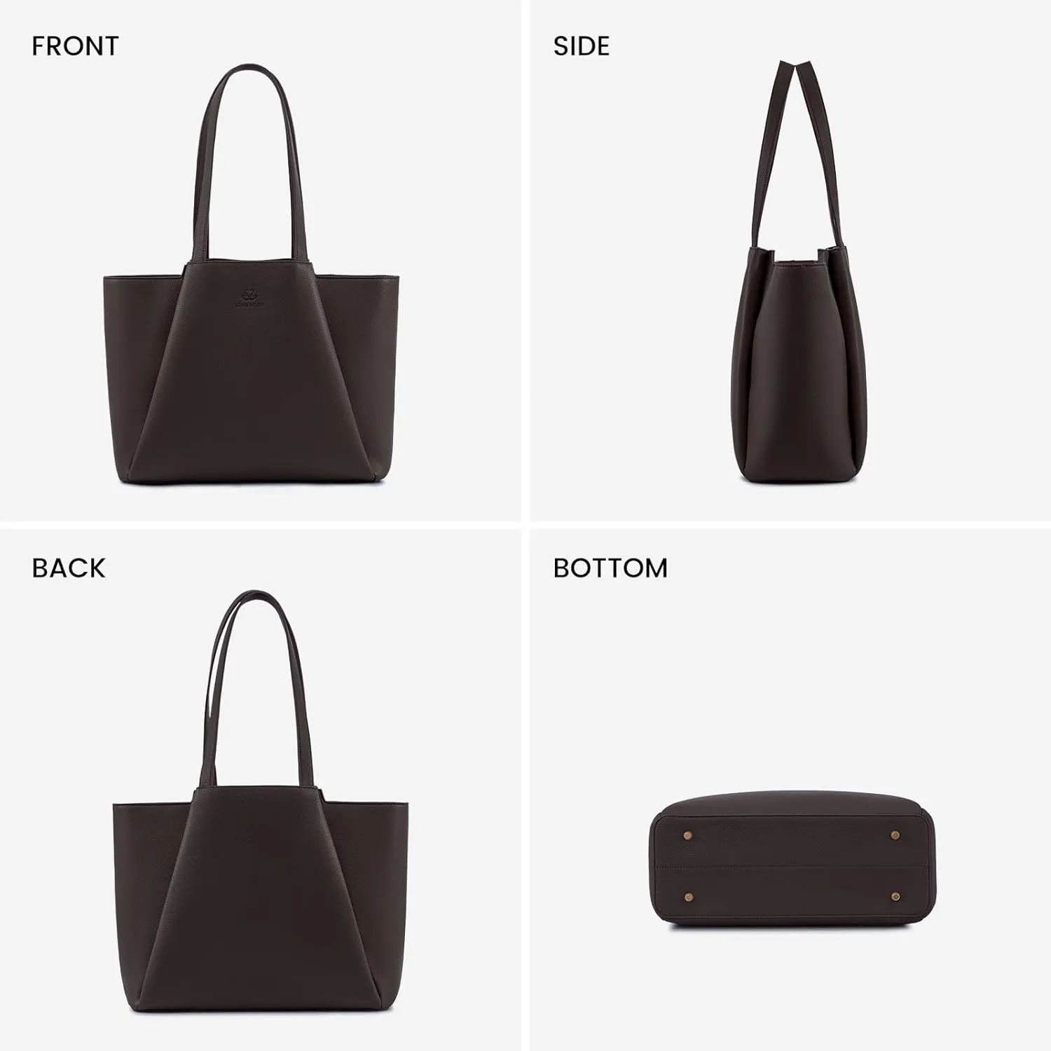 LOVEVOOK Laptop Tote Bag for Women 15.6 Inch Work Bag Leather Laptop Bag with Clutch, Large Capacity Office Purse Computer Briefcase Shoulder Bag for Casual Business Travel, Coffee