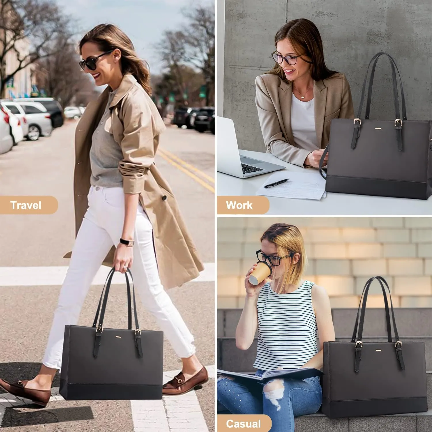LOVEVOOK Laptop Tote for Women, Fashion Computer Bag 15.6 Inch Large Handbag, Shoulder Bag Purse for Business Work
