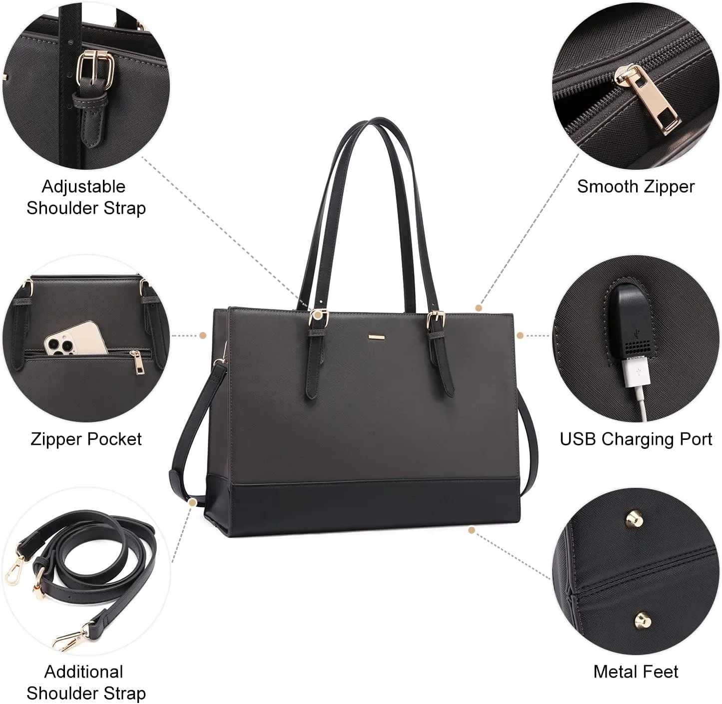 LOVEVOOK Laptop Tote for Women, Fashion Computer Bag 15.6 Inch Large Handbag, Shoulder Bag Purse for Business Work