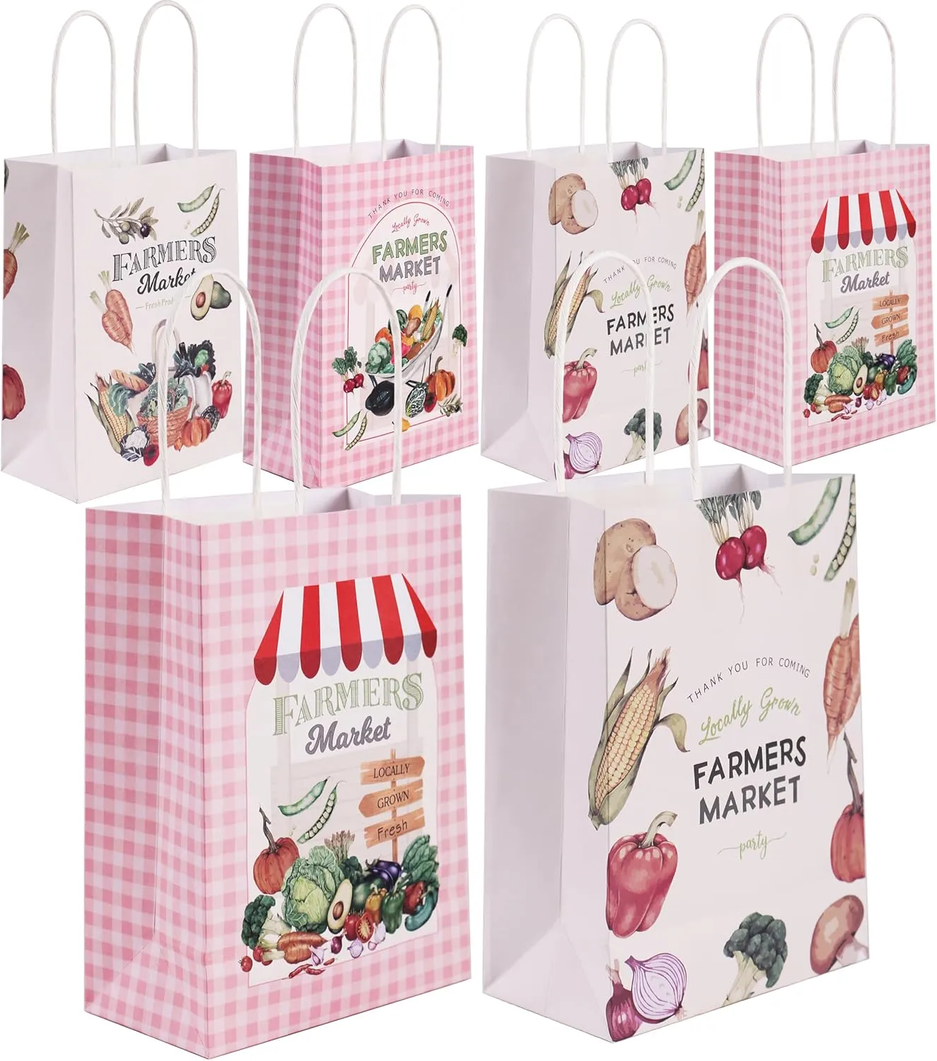 Lsaepon Farmers Market Birthday Party Favor Gift Bags, Locally Grown Vegetable Farmer's Party Decorations for Kids Produce Stand Baby Shower Farmer's Market Goodie Bags Photo Backdrop（16 PCS）