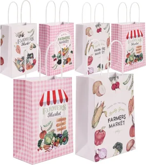 Lsaepon Farmers Market Birthday Party Favor Gift Bags, Locally Grown Vegetable Farmer's Party Decorations for Kids Produce Stand Baby Shower Farmer's Market Goodie Bags Photo Backdrop（16 PCS）