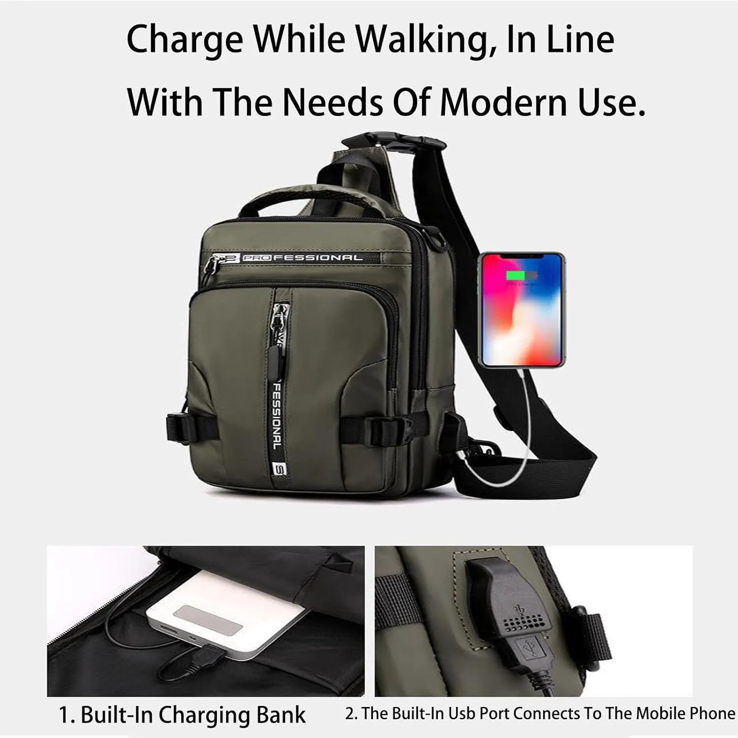Luckyabow Waterproof Crossbody Bag, 2025 New Luckyabow Waterproof Sling Bag Backpack For Women Men, For Hiking And Walking (Black)